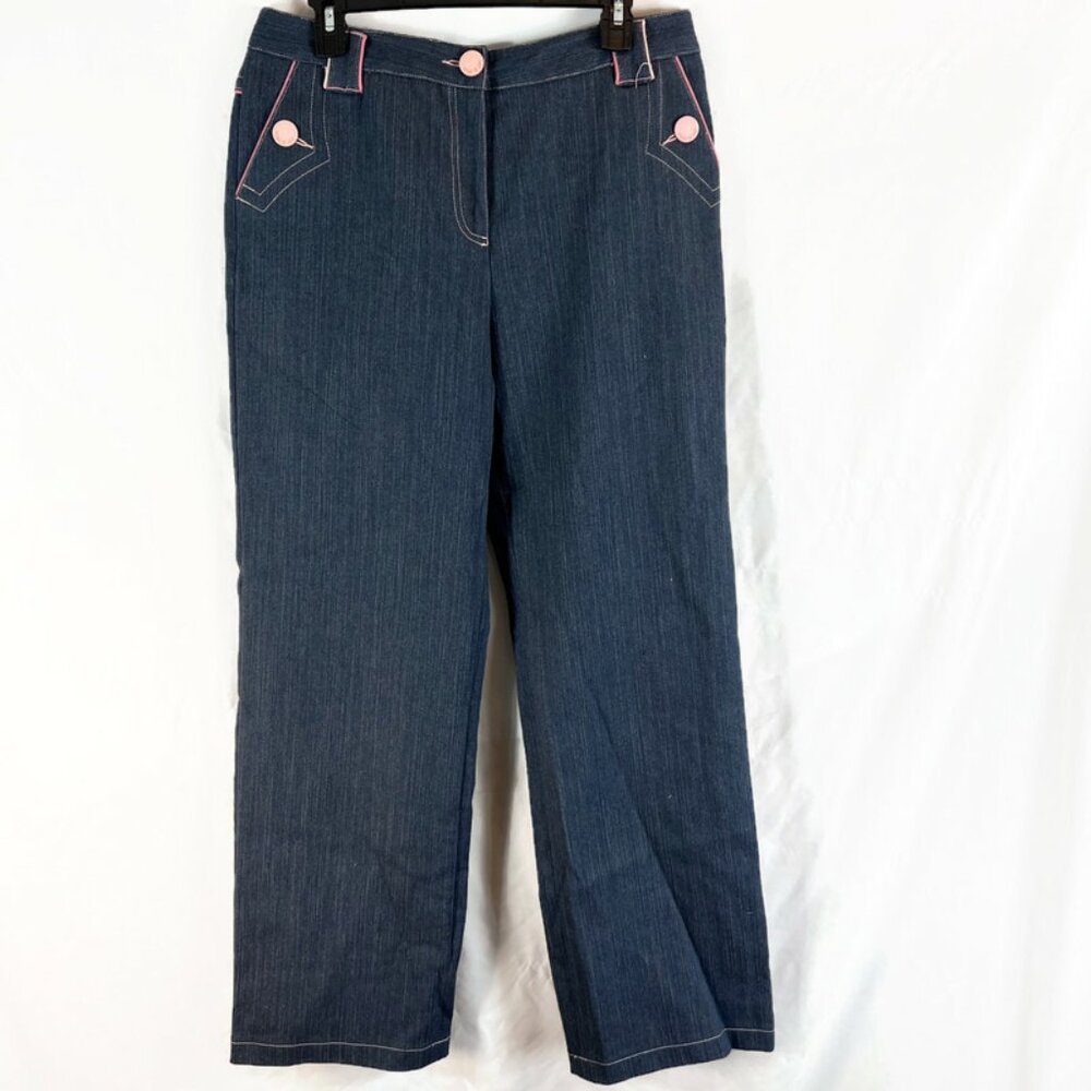 Vintage Mac & Jac Womens Jeans  Sz 10 Wide Leg Pink Accent